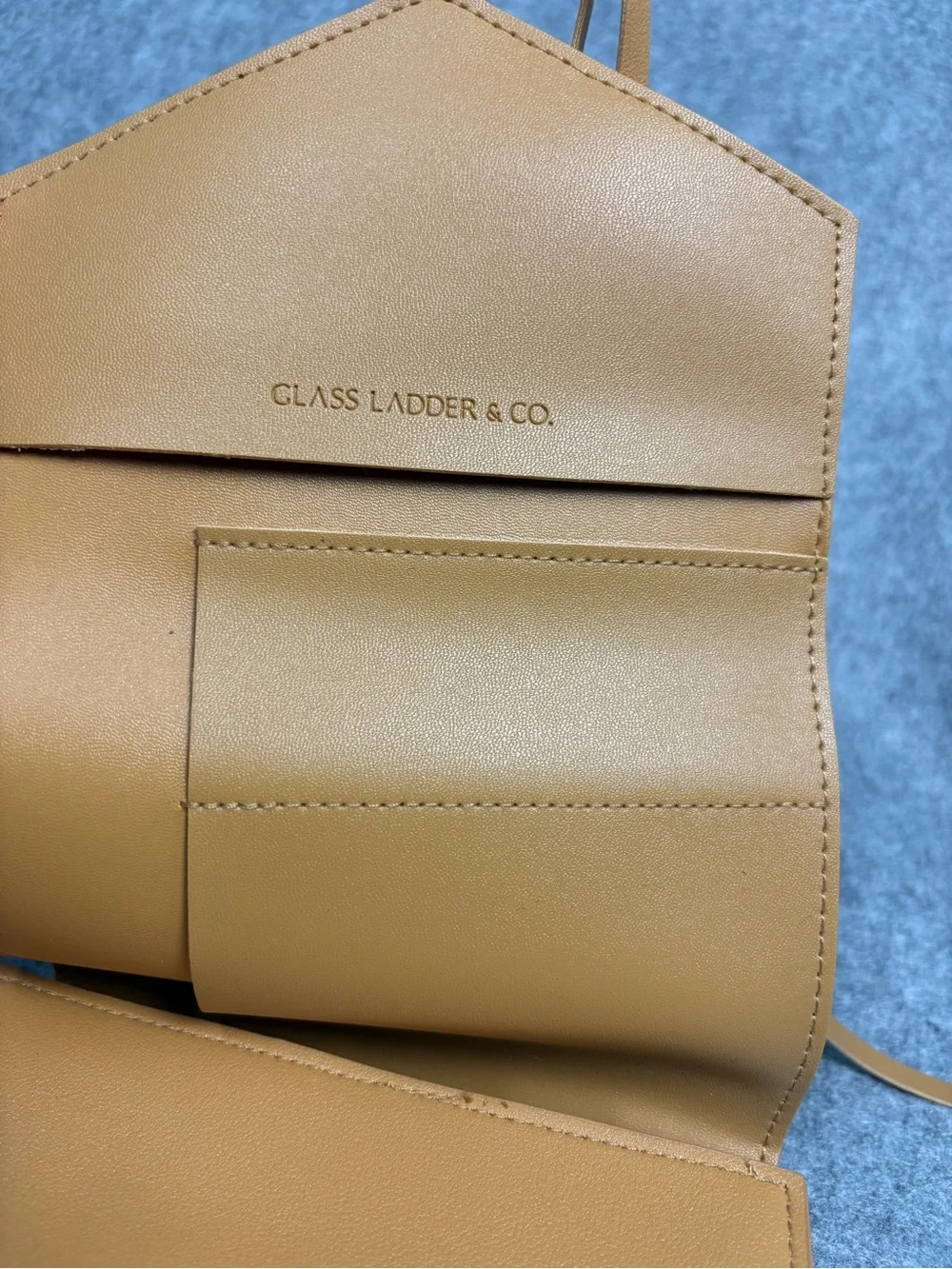 Glass Ladder & Co Camel Vegan Leather Travel Jewelry Organizer Roll